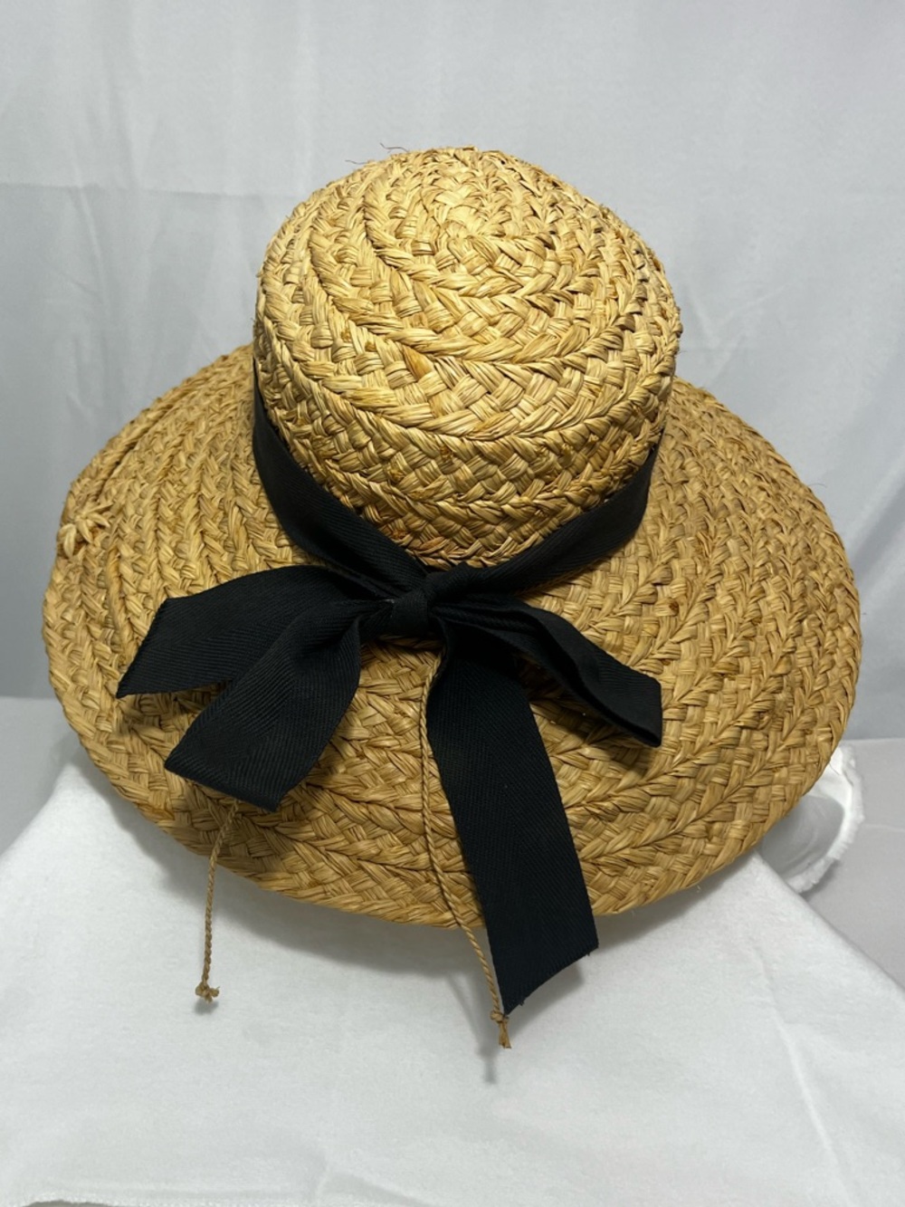 Helen Kaminski Classic 5 Woven Raffia Wide Brim Hat, Black Ribbon - Picture 4 of 15